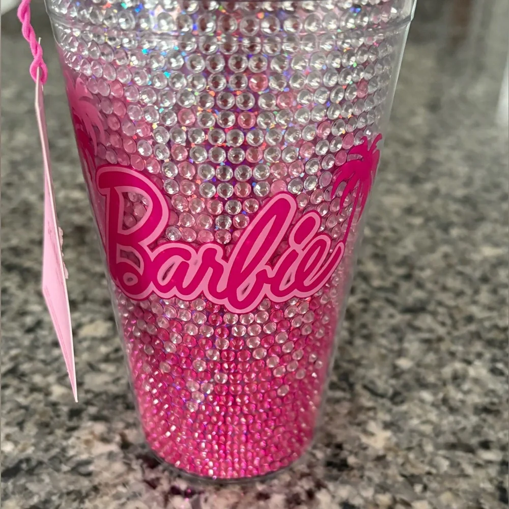 NWT- Barbie x Skinnydip 16oz pink/silver rhinestone tumbler w/ straw & dome lid - Picture 3 of 5